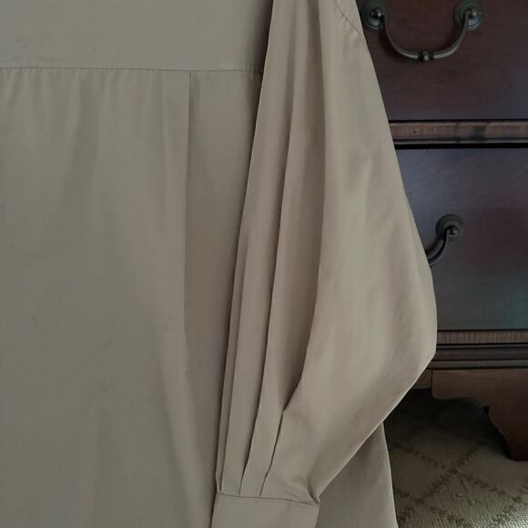 Zara Tan Oversized cotton Poplin button down Shirt Tunic Dress NWOT S - Picture 7 of 15